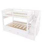 Letto a castello Whisen Twin XL con letto estraibile, contenitore, legno massello, scala contenitore, armadio e 3 cassetti, per bambini