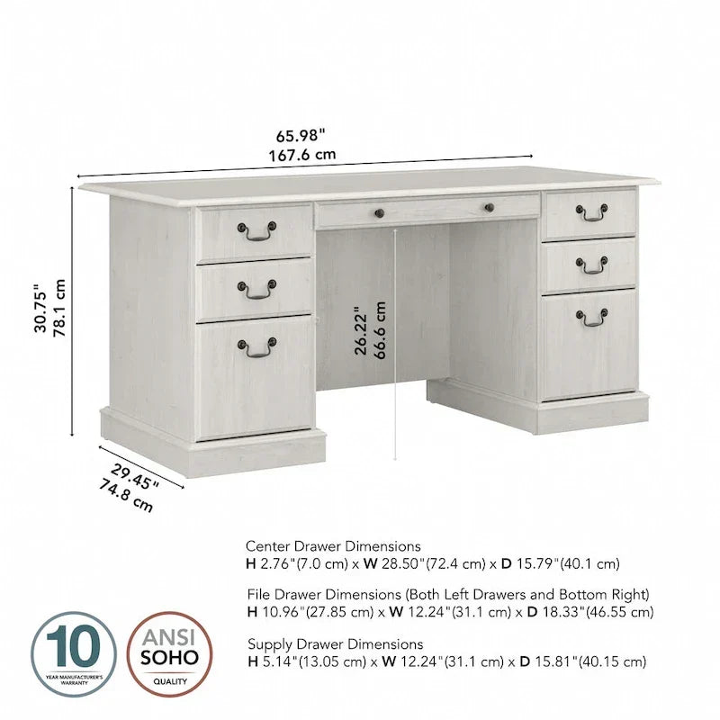 Scrivania direzionale Bush Furniture Saratoga con cassetti e vano portaoggetti