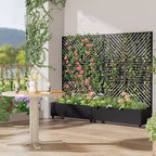 Fioriera MAYEERTY con graticcio in ferro nero, Linea Parallela 01, stile classico a persiana combinato, 72x47x16 pollici, set da 3 pezzi