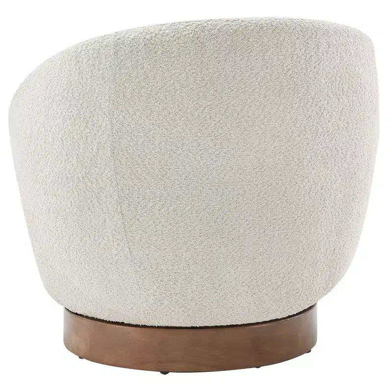 Fauteuil tonneau pivotant rembourré d’appoint Spruce&Spring avec base en bois