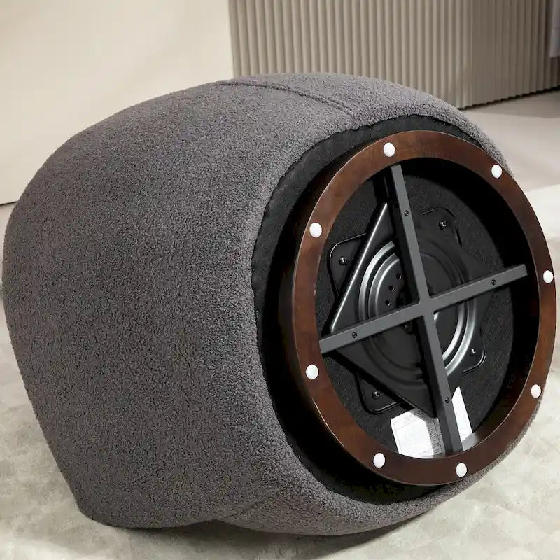 Fauteuil tonneau pivotant rembourré avec rangement, chaise d’appoint moderne pour salon, chambre, bureau ou coin lecture