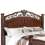 Letto in legno con testiera lavorata color ciliegio scuro