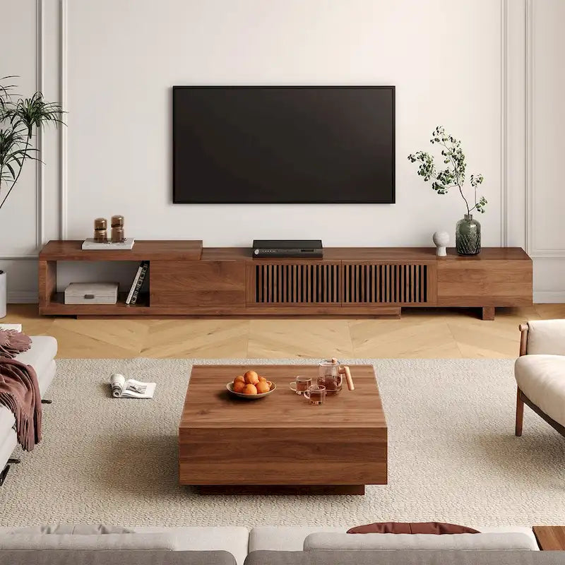 Mobile TV moderno retrattile ed estensibile con 4 cassetti, fino a 103 pollici - 78.54P x 15.74L x 13.78H