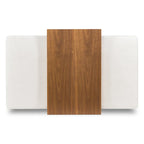 Pouf Jarmo Poly & Bark con tavolino regolabile in noce, vera pelle italiana pieno fiore
