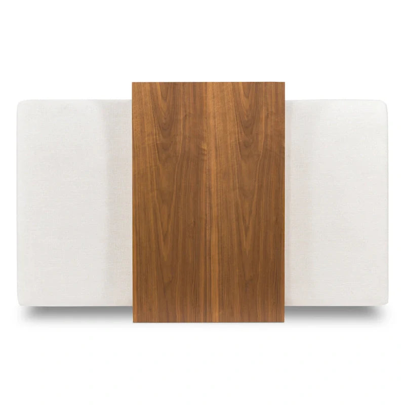 Pouf Jarmo Poly & Bark con tavolino regolabile in noce, vera pelle italiana pieno fiore