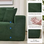 108 modernes Sofa, 3-Sitzer-Sofa in L-Form mit Polsterbezug und Kissen, Sofa mit tiefer Sitzfläche, keine Montage erforderlich