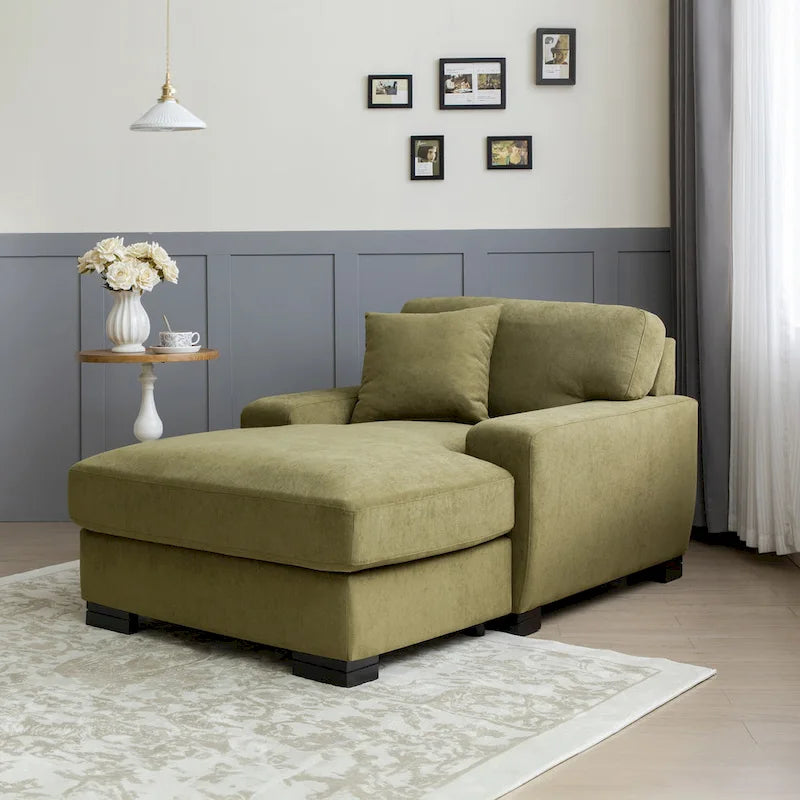 Canapé-lit moderne surdimensionné avec méridienne, style mi-siècle, avec coussin