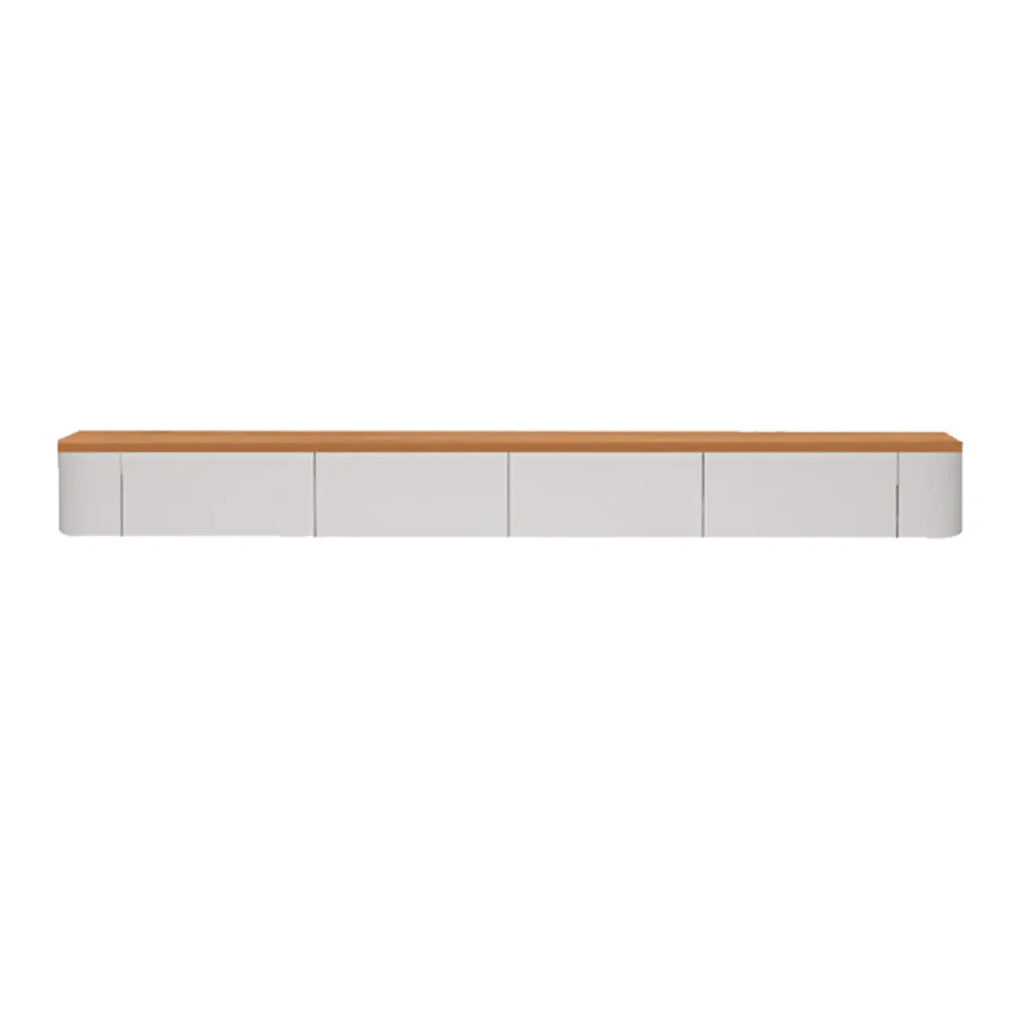 Mobile TV sospeso moderno, lungo e bianco, in legno, con cassetti