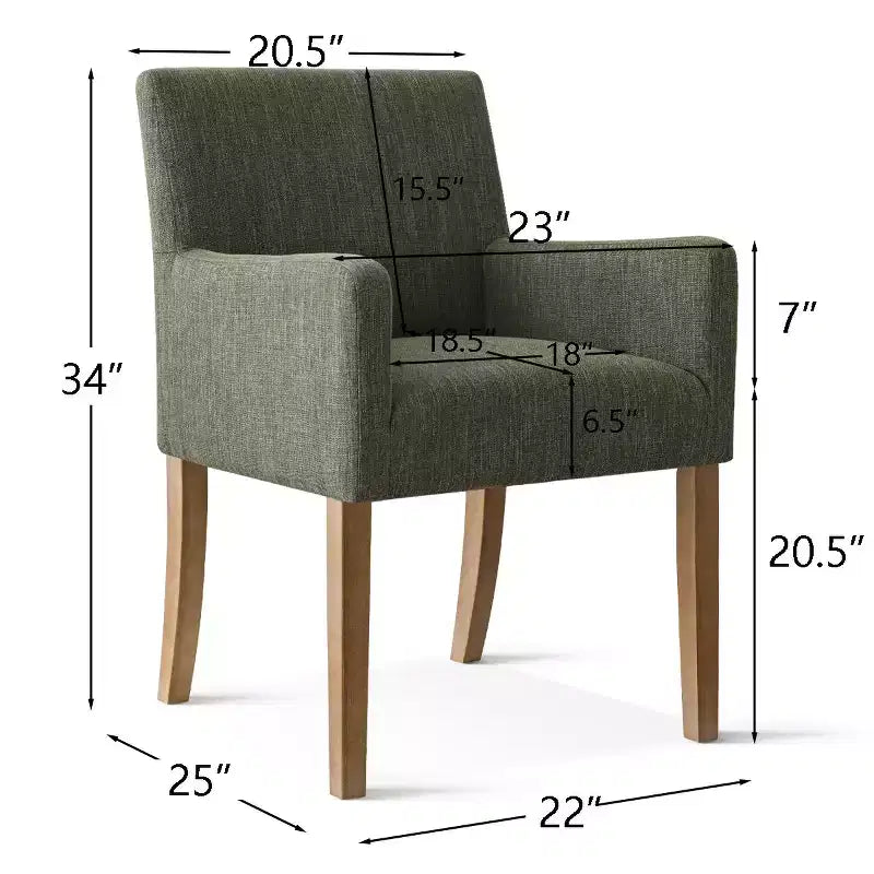 Ensemble de 6 chaises de salle à manger rembourrées avec accoudoirs, fauteuils modernes en lin avec pieds en bois, chaises d’appoint pour salle à manger et salon - Panipeachy
