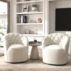Lot de 2 fauteuils tonneau modernes SEYNAR en velours rembourré, pivotants à 360 degrés, avec dossier capitonné à boutons