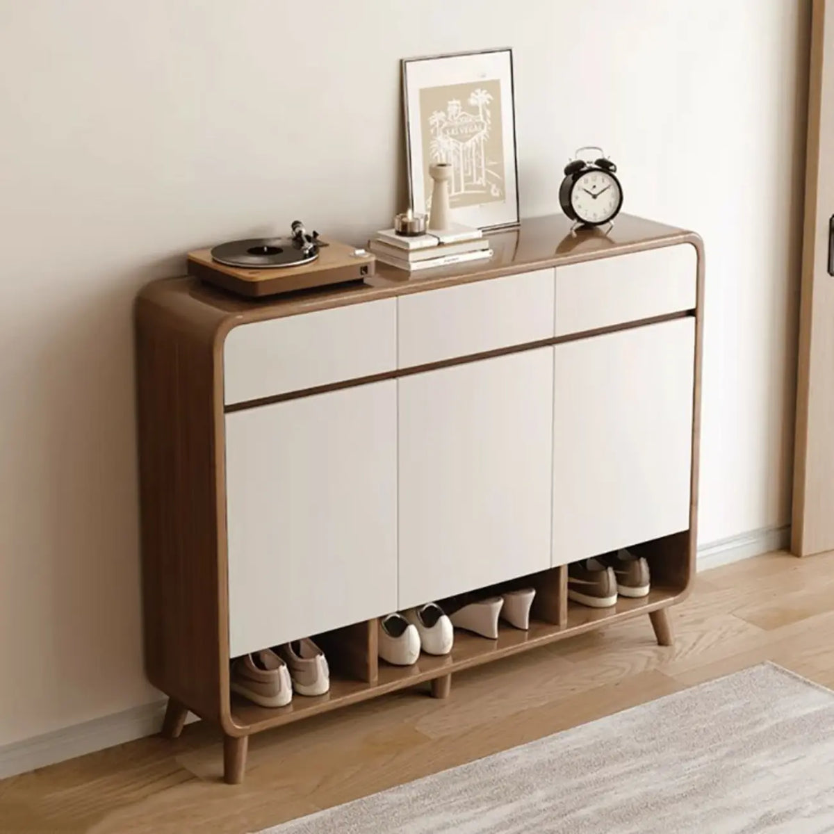 Meuble à chaussures moderne de taille moyenne en bois pour couloir