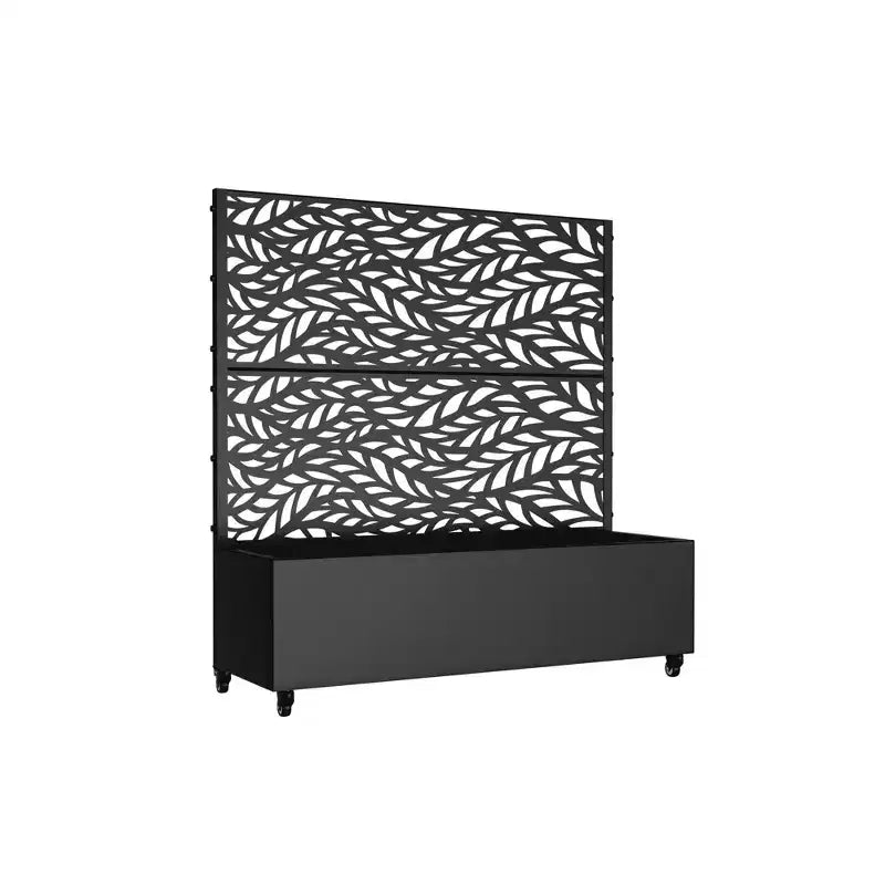Fioriera MAYEERTY con grigliato, in ferro nero con persiane, stile classico Helen Street 01 combinato, set da 3 pezzi 72x47x16 pollici