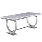 Modern Dining Room Table with Stainless Steel Metal U-Base