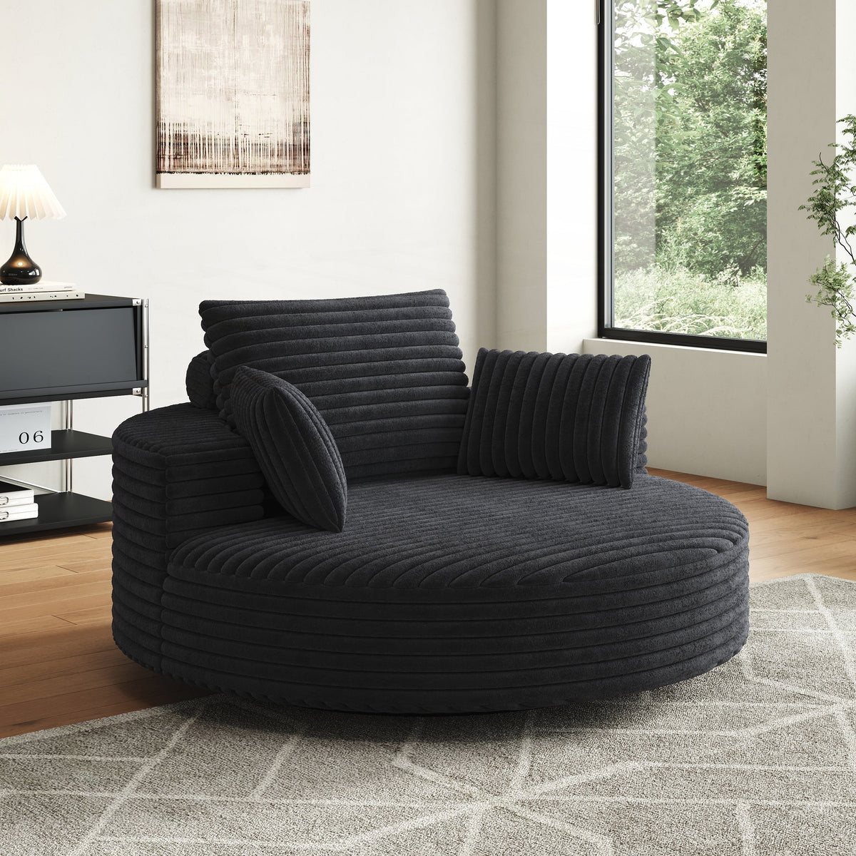 Fauteuil pivotant individuel en mousse et chenille côtelée