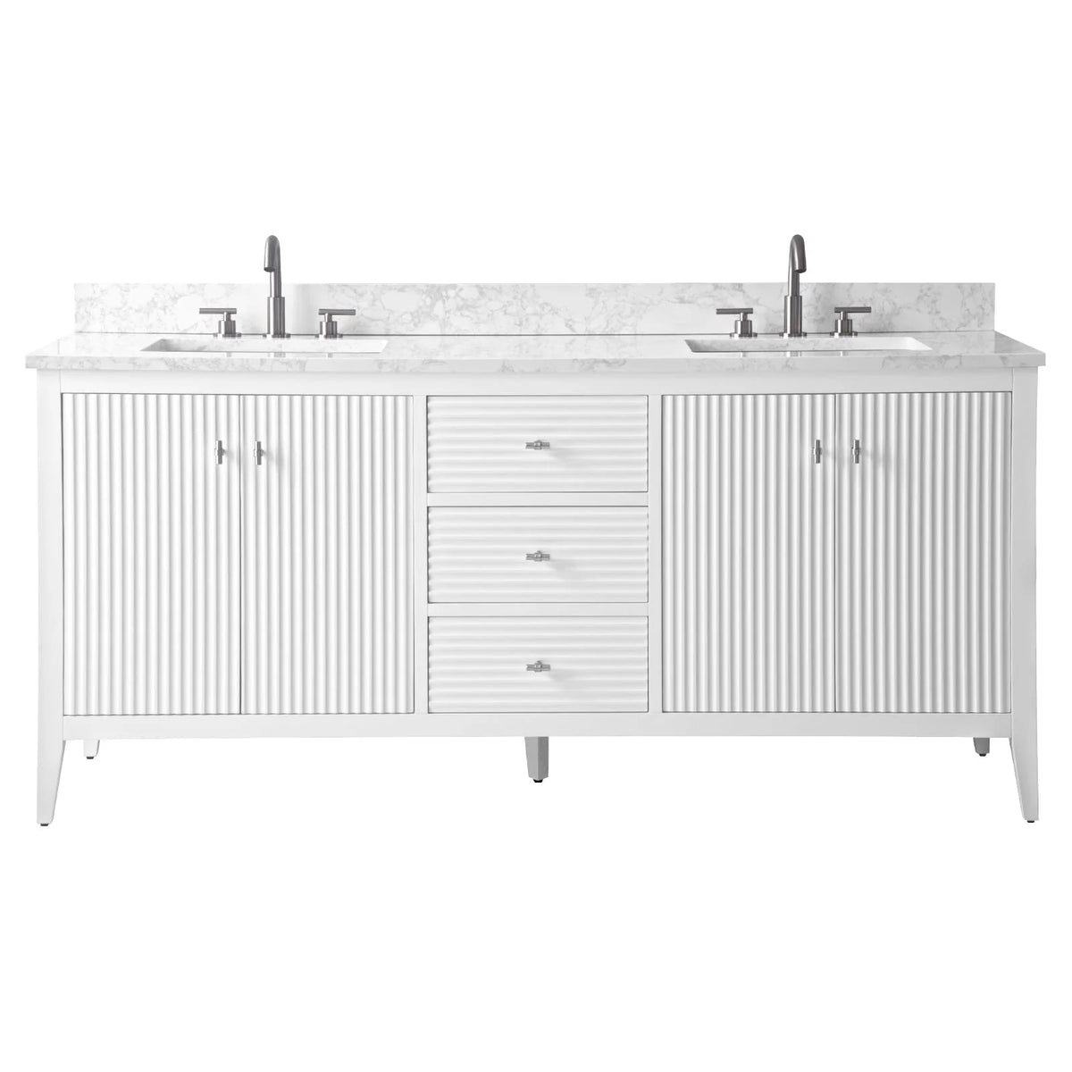 Meuble-lavabo Vanity Art 72 à double vasque avec plateau en marbre reconstitué