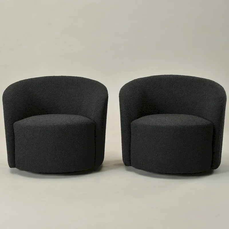 Fauteuil d’appoint pivotant KINWELL en forme de tonneau, rembourré, largeur 34 (lot de 2)