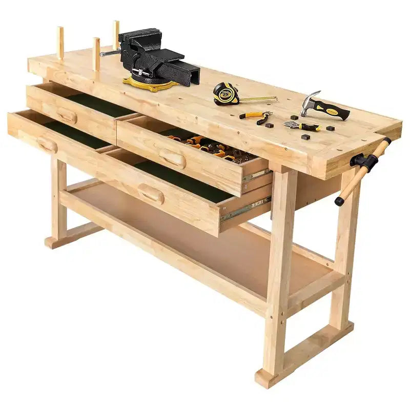 Banco da lavoro Olympia Tools da 60" in legno duro con finitura gommata, 4 cassetti, portata di 450 lb