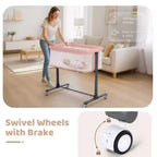 Baby Bassinet with Wheels ??Beige / Gray / Pink, Bedside Sleeper, for 1 Baby
