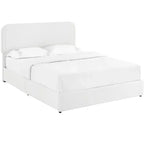 Lit queen-size moderne rembourré en bouclé avec tiroirs de rangement