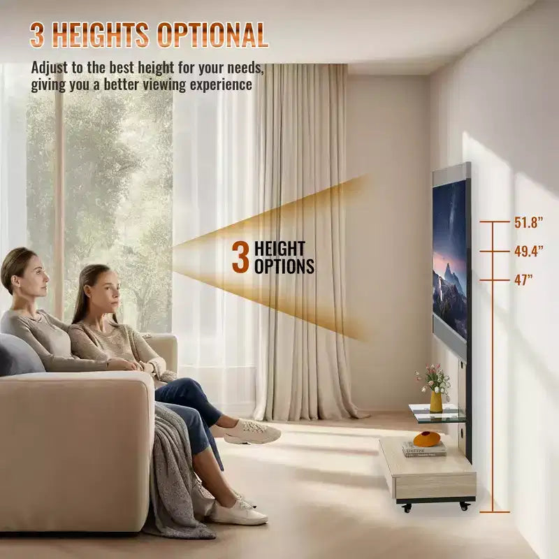 Meuble TV pour téléviseurs de 32 à 75 pouces, chariot TV mobile à hauteur réglable avec tiroir et roulettes pour le salon, la chambre et le bureau - ModernLuxe