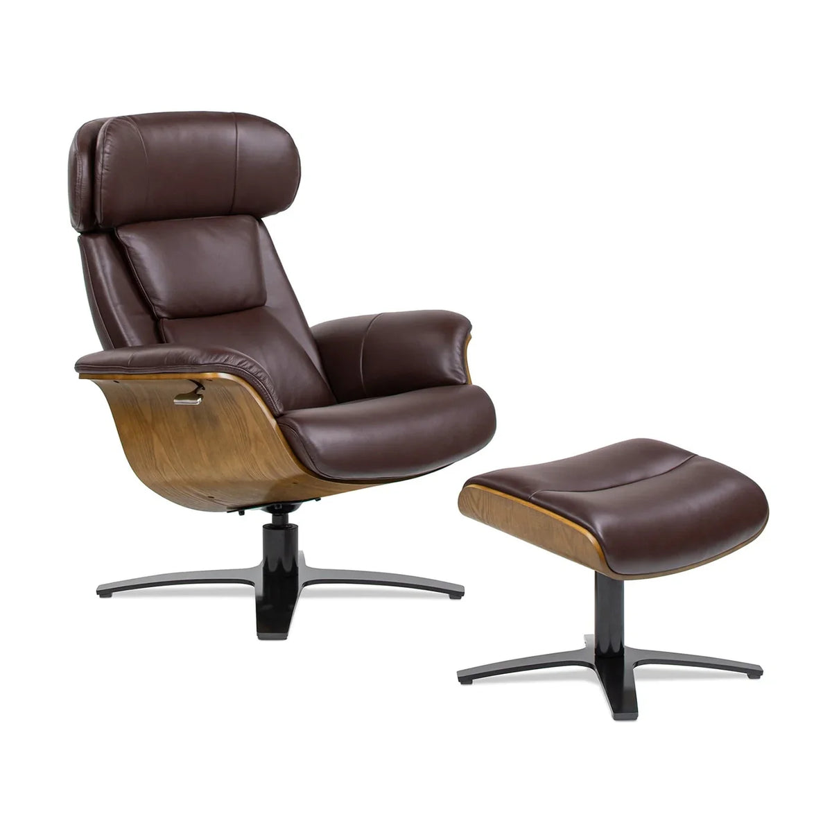 Fauteuil inclinable Jovan 31,5 en cuir véritable avec pouf
