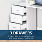 Scrivania HOMCOM 47 con libreria, moderna, per home office, tavolo da scrittura e postazione di lavoro con 3 cassetti e ripiano contenitore - bianca