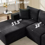 108 modernes Sofa, 3-Sitzer-Sofa in L-Form mit Polsterbezug und Kissen, Sofa mit tiefer Sitzfläche, keine Montage erforderlich