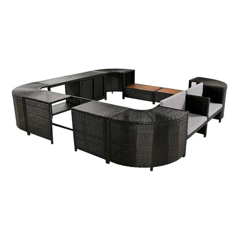 Ensemble de canapé d’angle d’extérieur en rotin, cadre quadrilatéral pour spa
