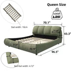 Lit plateforme queen-size de luxe rembourré MAYEERTY, avec dossier capitonné surdimensionné et cadre en bois massif, vert