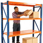 Scaffali resistenti per garage VIYET, scaffalatura metallica regolabile a 4 ripiani con portata di 4400 libbre, blu e arancione, per uso industriale e stoccaggio commerciale, attrezzi e palestra
