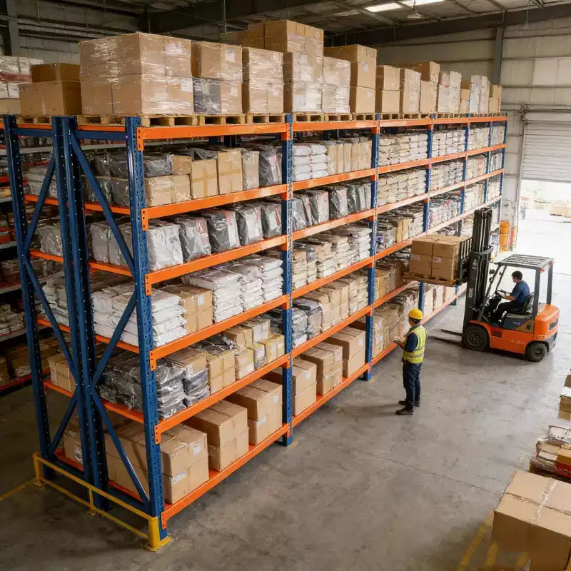 Scaffali resistenti per garage VIYET, scaffalatura metallica regolabile a 4 ripiani con portata di 4400 libbre, blu e arancione, per uso industriale e stoccaggio commerciale, attrezzi e palestra