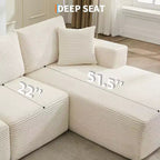 108 modernes Sofa, 3-Sitzer-Sofa in L-Form mit Polsterbezug und Kissen, Sofa mit tiefer Sitzfläche, keine Montage erforderlich