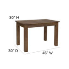 Mesa de jantar retangular Flash Furniture, 46 x 30, em pinho maciço