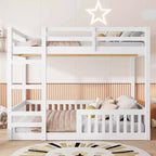 Letto a castello in legno matrimoniale sopra matrimoniale con scala e sponde di sicurezza, letto a castello matrimoniale basso con rete a doghe