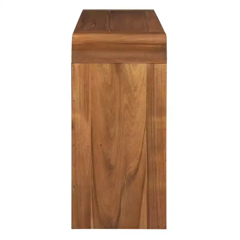 Table console rustique Whisen, table d’entrée et table d’appoint avec façade de tiroir cannelée