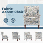Fauteuil d’appoint moderne Erommy, fauteuil à dossier haut, canapé une place en tissu rembourré avec boutons et pieds en bois pour le salon
