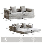 Convertible Floor Sofa Bed with Pillow Back Chenille Fabric for Living Room Bedroom