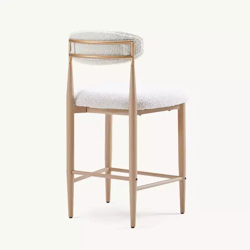 Ensemble de 4 tabourets de bar sans accoudoirs en bouclé, pieds en métal effet bois pour cuisine, salon, restaurant ou café – Morden Fort
