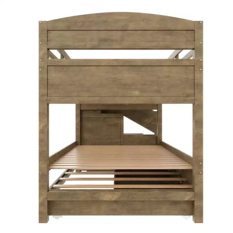Letto a castello Whisen Twin XL con letto estraibile, contenitore, legno massello, scala contenitore, armadio e 3 cassetti, per bambini