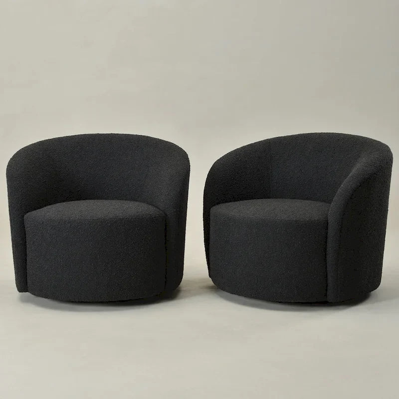 Fauteuil d’appoint pivotant KINWELL en forme de tonneau, rembourré, largeur 34 (lot de 2)