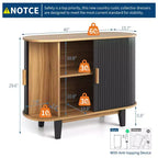 Credenza a doghe da 40", mobile contenitore con anta scorrevole e ripiano regolabile, credenza moderna, tavolo consolle da bar a tamburo