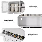 Dispensa da cucina con supporto per microonde, credenza a giorno con buffet e ripiani regolabili, per cucina e sala da pranzo