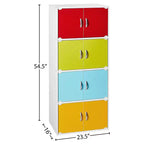 Bibliothèque-armoire de rangement polyvalente fermée Hodedah HID44, robuste, à 8 portes, à poser au sol, pour la maison et le bureau, finition bois de hêtre