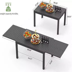 Table à manger Okak en aluminium, extensible, pour patio, salle à manger et cuisine