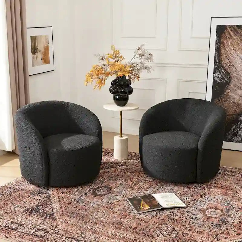 Fauteuil d’appoint pivotant KINWELL en forme de tonneau, rembourré, largeur 34 (lot de 2)