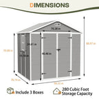 Abri de rangement extérieur en plastique et résine tout temps avec plancher, remise à outils Spire, 6 pi x 4 pi/6 pi x 8 pi/8 pi x 6 pi/8 pi x 10 pi
