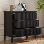 Heynemo 3 Drawer Dresser, Painted 30 Inch Tall Wood Nightstand with Storage, Wide Modern Chest of Drawers with Ball Bearing Slide
