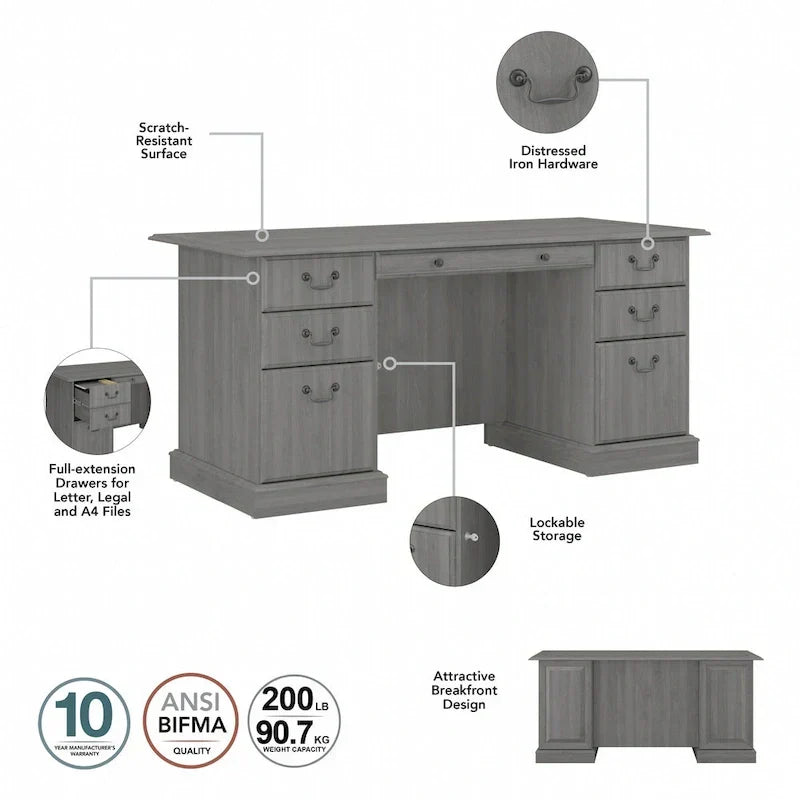 Scrivania direzionale Bush Furniture Saratoga con cassetti e vano portaoggetti