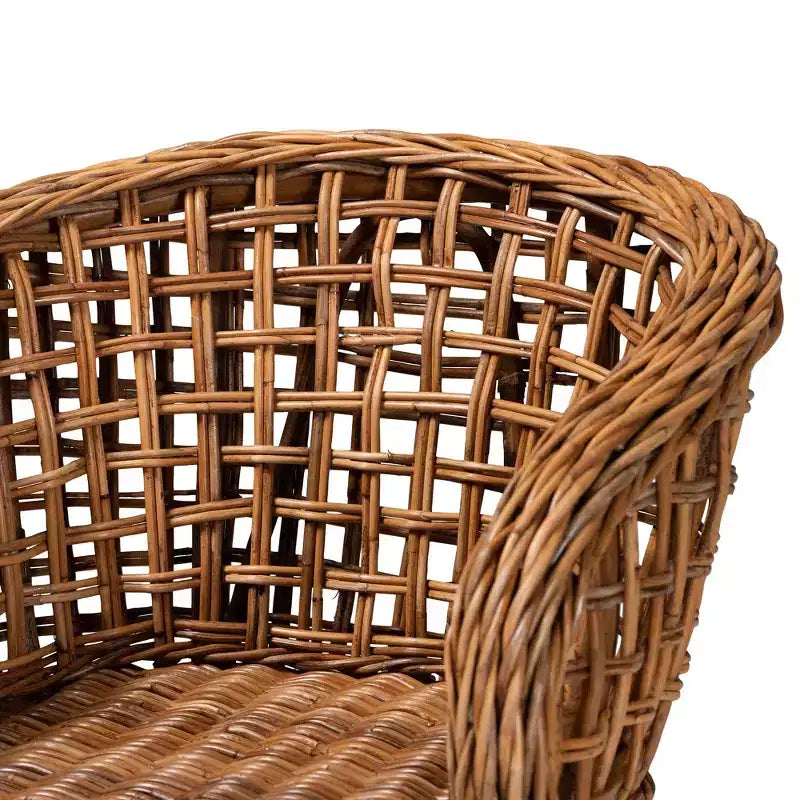 Ensemble de 2 chaises de salle à manger bali & pari Mario, en bois de teck et rotin au fini brun naturel, style bohème moderne