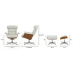 Fauteuil inclinable Jovan 31,5 en cuir véritable avec pouf